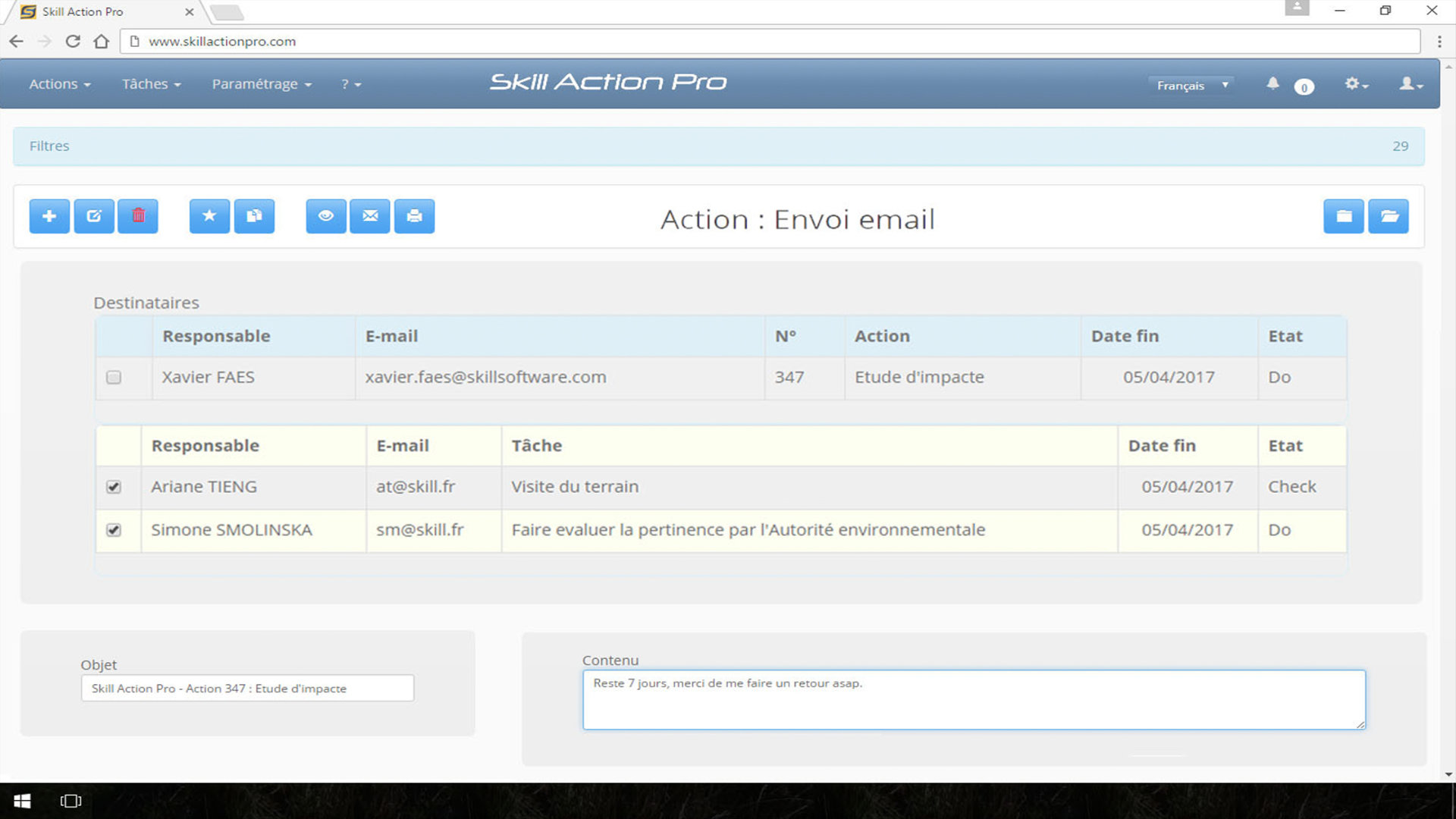 RELANCE ET ALERTES MAILS-ZOOM